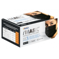 Pac-Dent IMask™ Premium Ear-Loop Face Masks ASTM Level 3, Black, 50 pcs/box